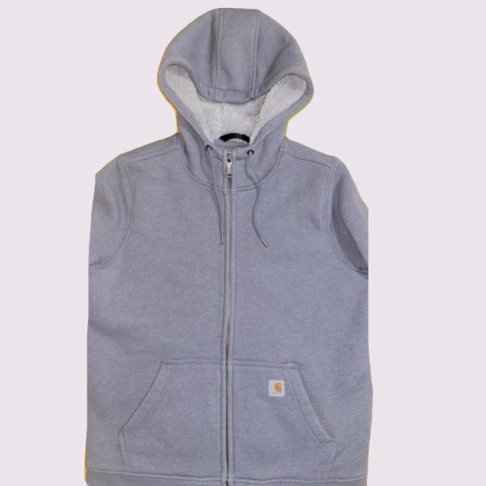 Carhartt Gray sherpa lined zippered hoodie size Medium Excellent condition